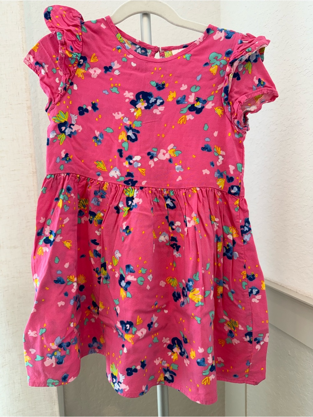 Cat & Jack Hot Pink Floral Ruffle Sleeve Dress